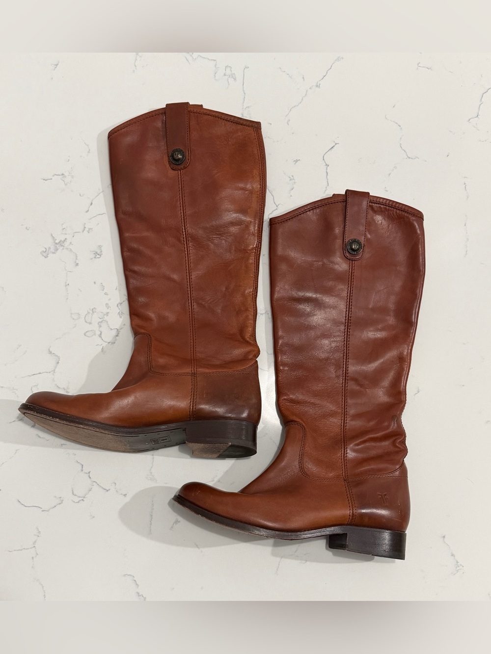 Frye Melissa Button Tall Riding Boots Cognac Brown Leather Women’s 5.5 B